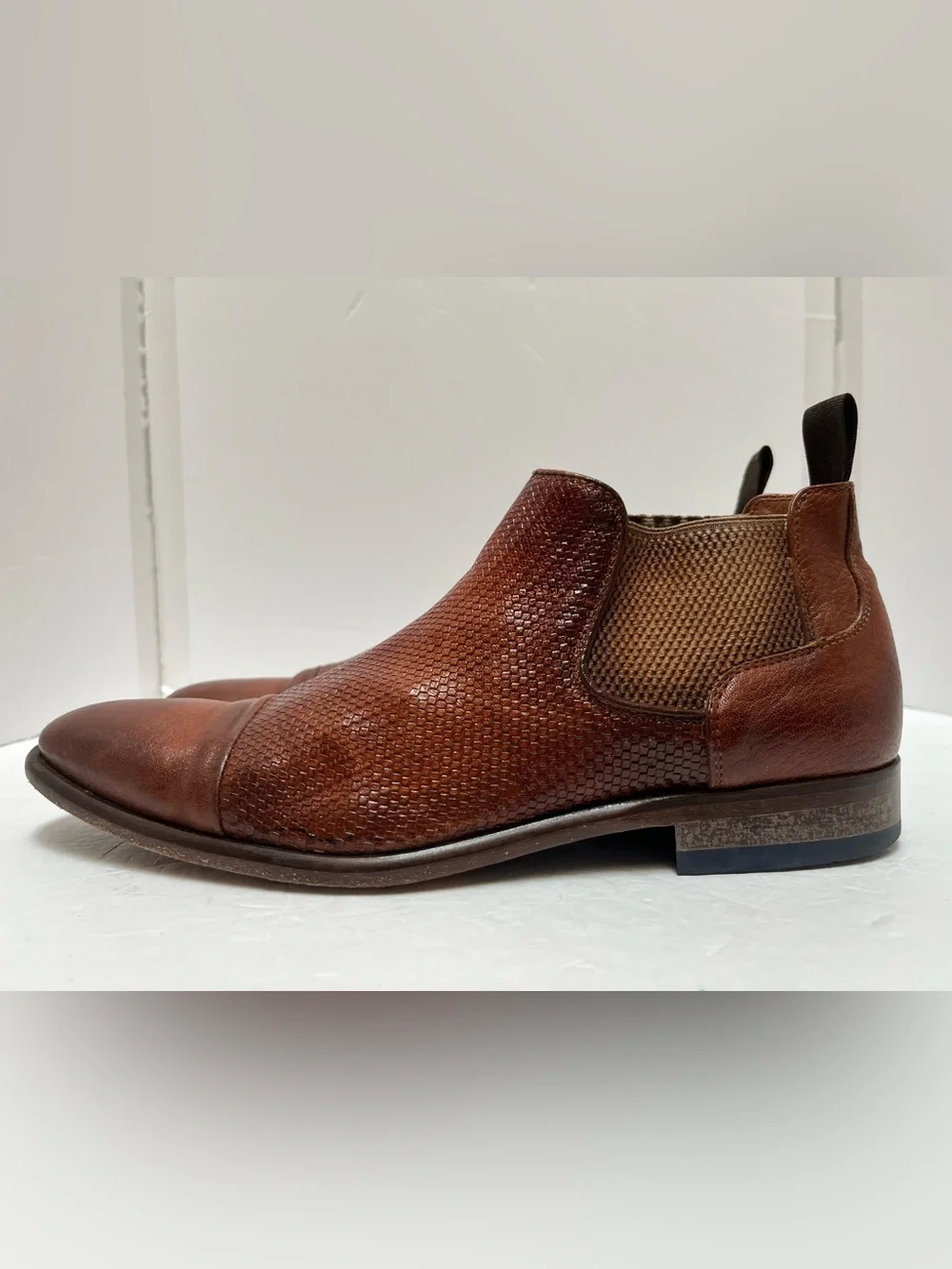 ALITTO Italy Men’s Woven Cap-Toe Chelsea Boots Sz 41 US 8 Rare - READ